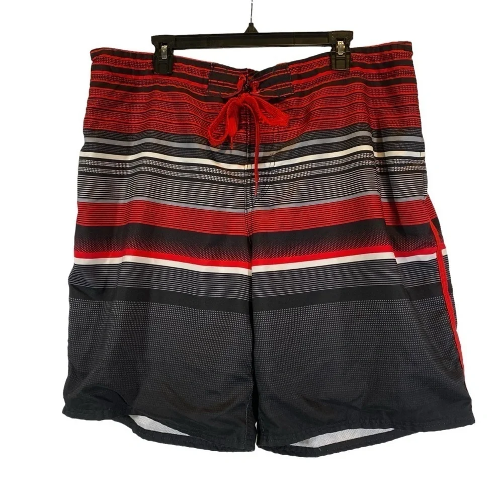 OCEAN PACIFIC OP Board shorts swim trunks mesh men's XL(40-42) Pockets Red Black